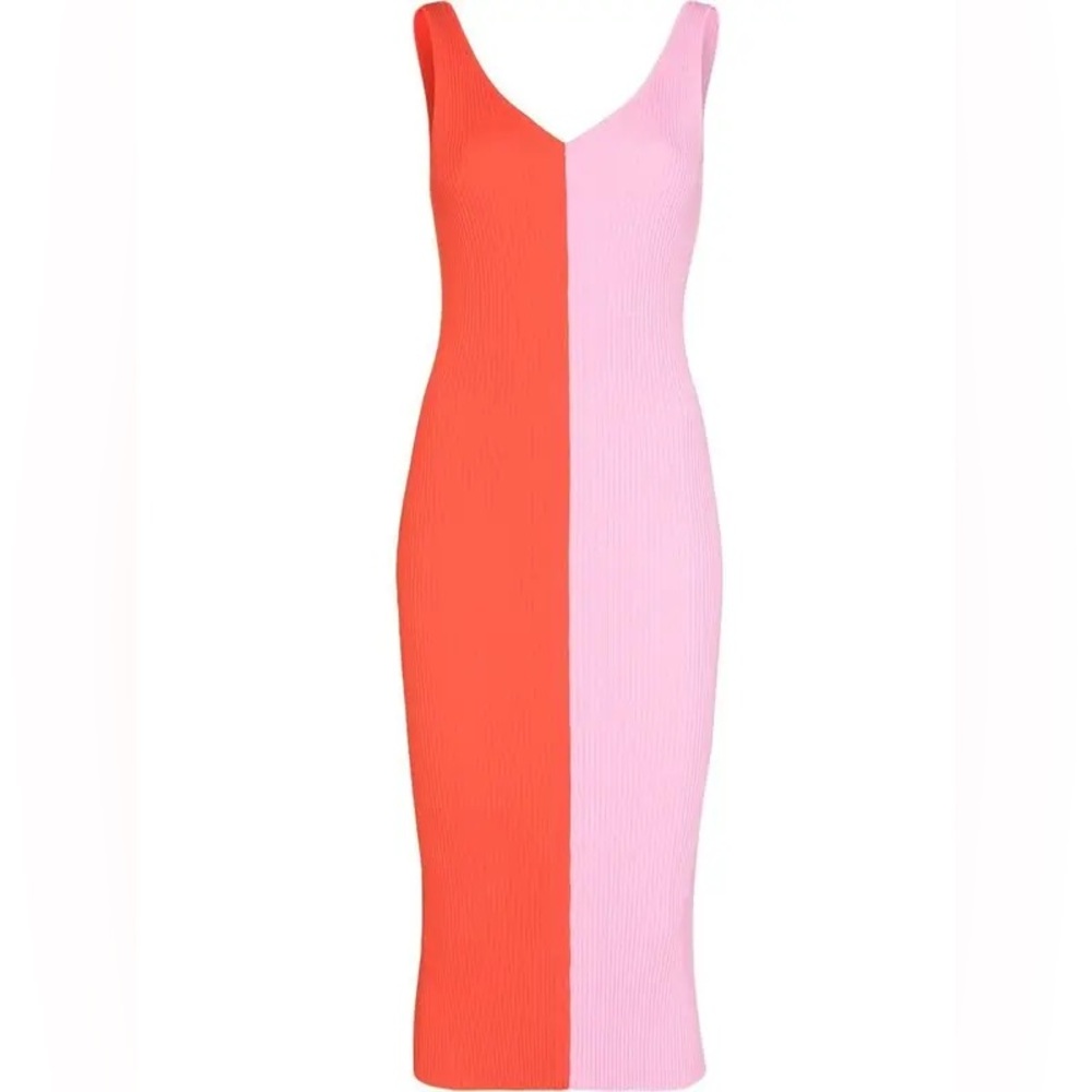 Staud Dana Two-Toned Rib Knit Dress